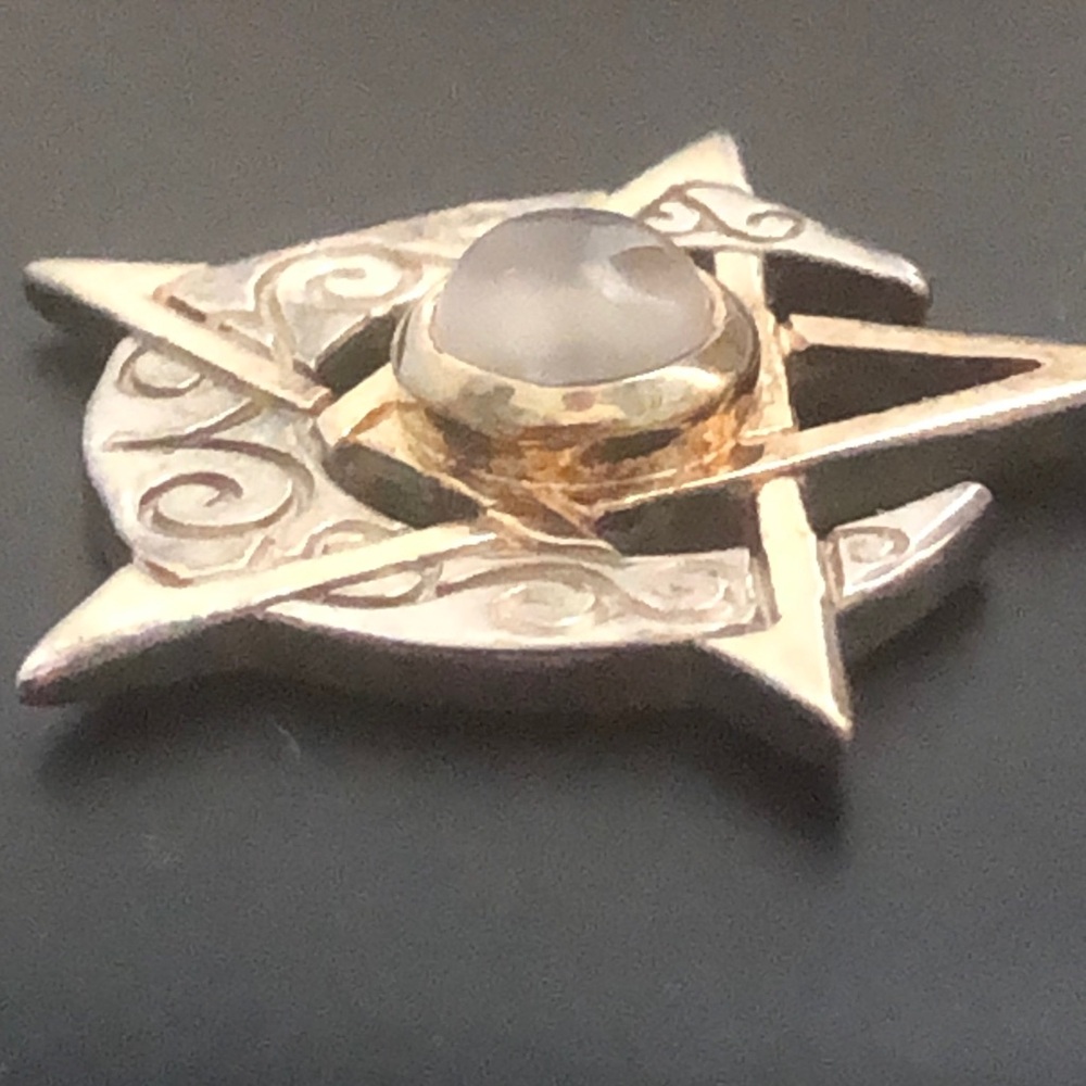 Paul Borda Sterling Moonstone Pendant Moon Star for Necklace 2002 - Picture 4 of 5